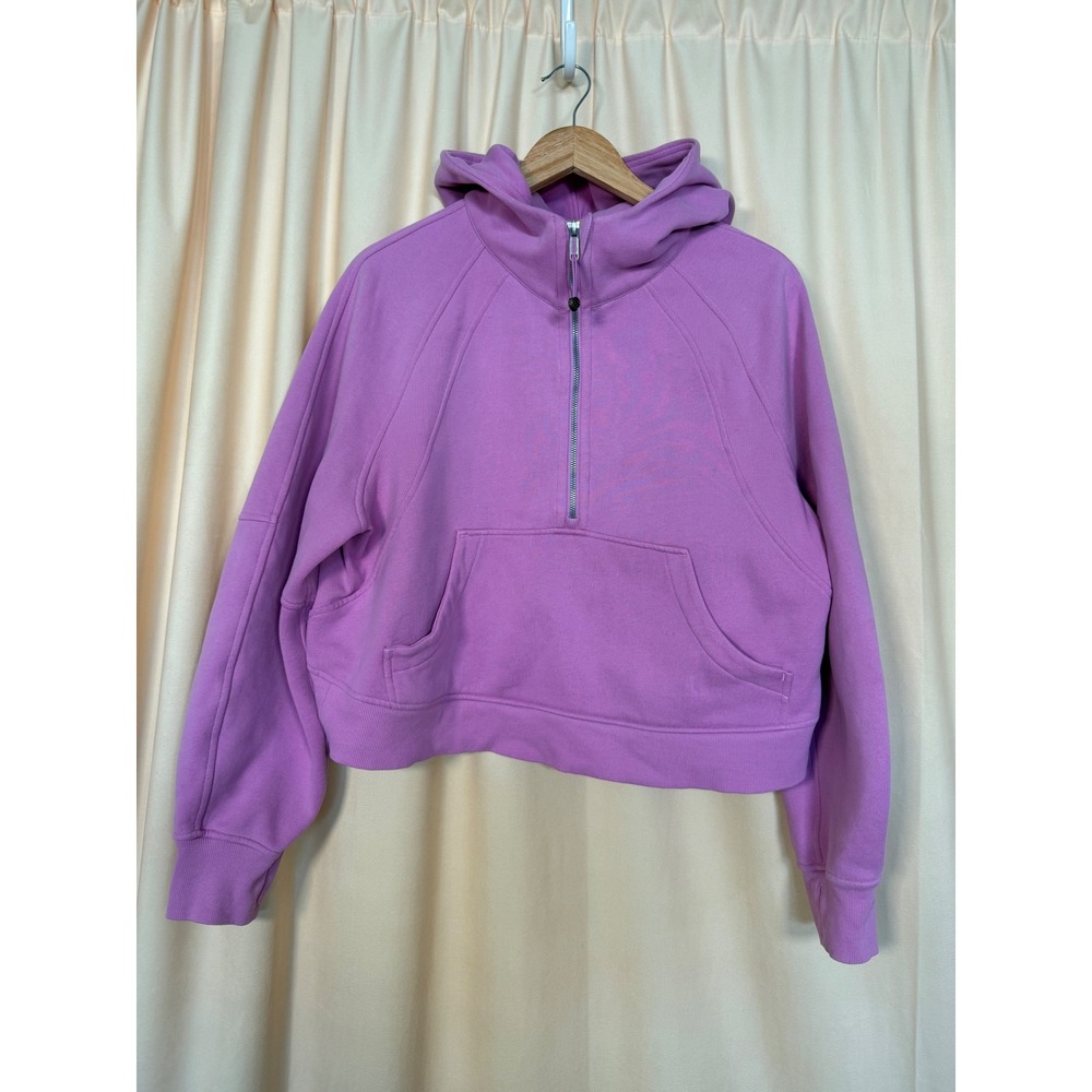 Lululemon Scuba Half Zip Hoodie Women M/L Pink Purple Good Oversized Cropped